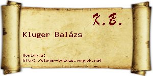 Kluger Balázs névjegykártya
